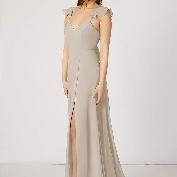azazie taupe bridesmaid dress Azazie Tessie Taupe Chiffon Bridesmaid Dresses